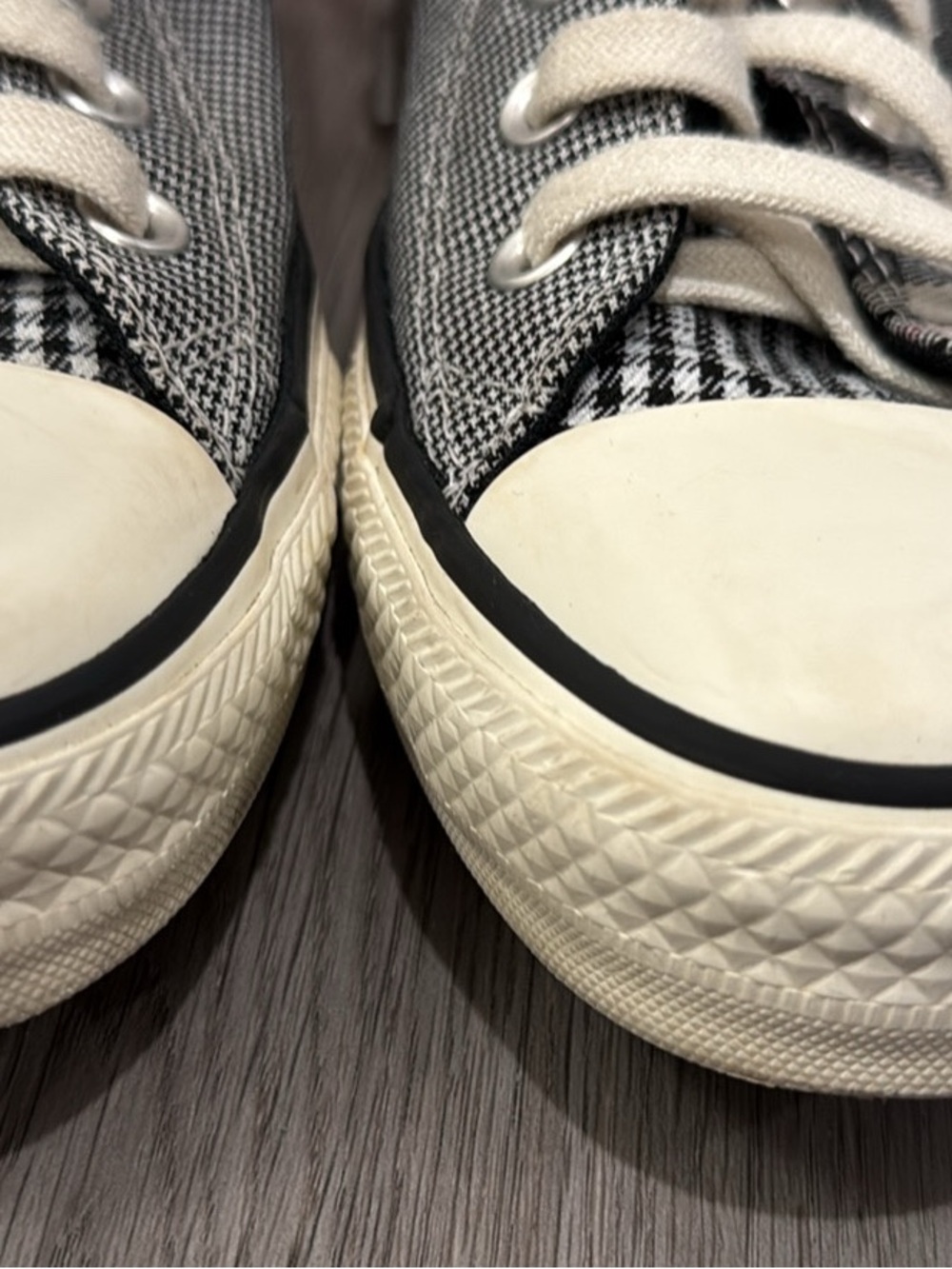 Converse Plaid & Houndstooth High Top Sneakers - Black, White, Pink - Picture 3 of 9